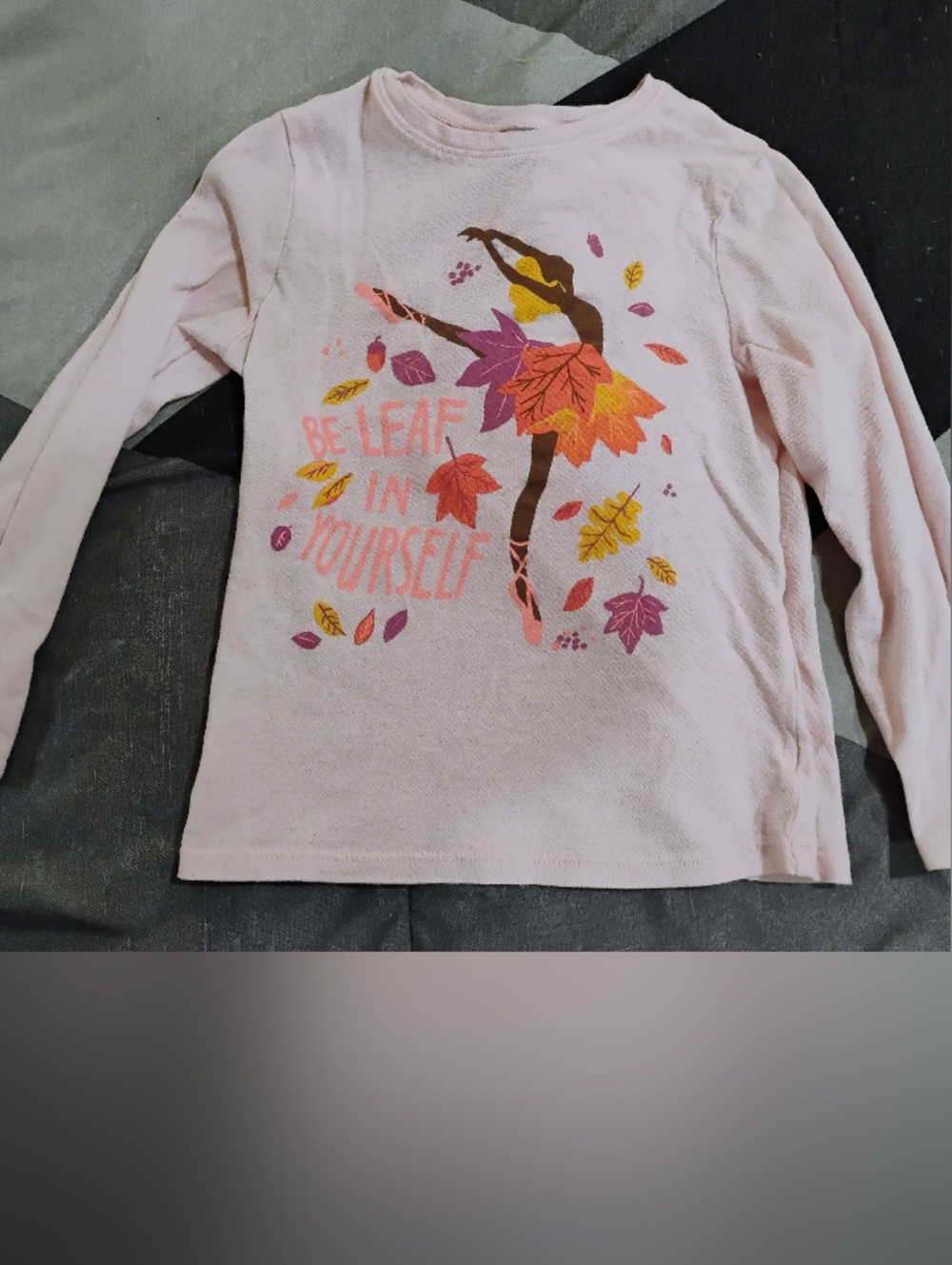 Old Navy Pink Long Sleeve Tee with Leaf Ballerina Graphic